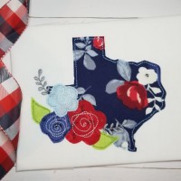 Texas with Flowers Machine Applique Design